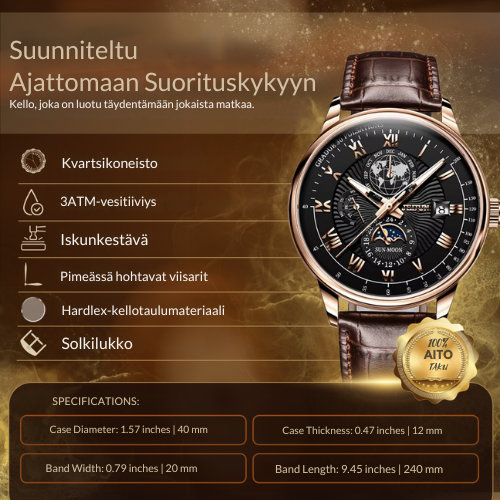 Muotitietoinen Sotilasnahkakello