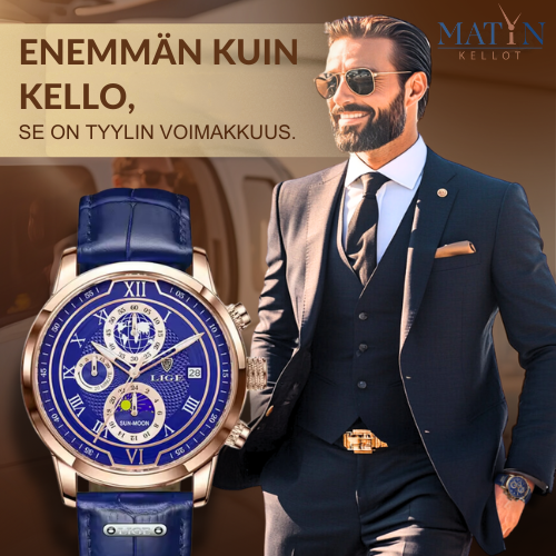 Premium Nahkahihnalla varustettu kronografikello