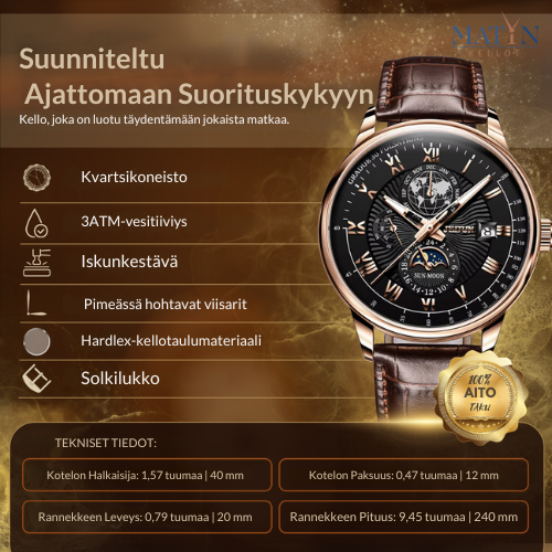 Trendikäs korkealuokkainen kvartsikello
