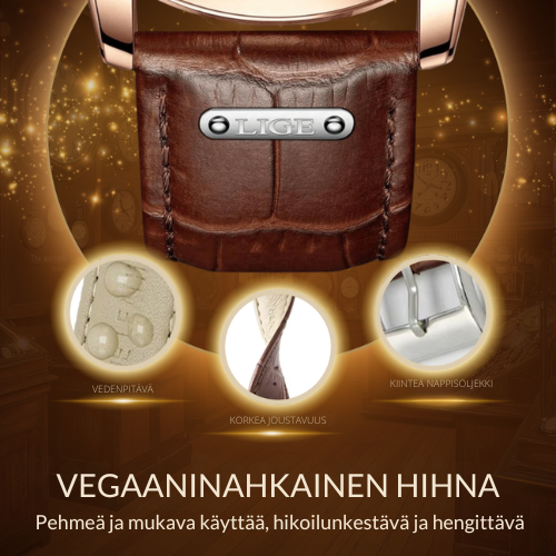 Premium Nahkahihnalla varustettu kronografikello