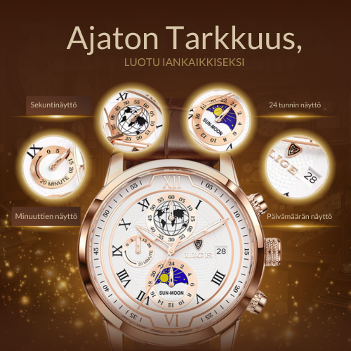 Premium Nahkahihnalla varustettu kronografikello
