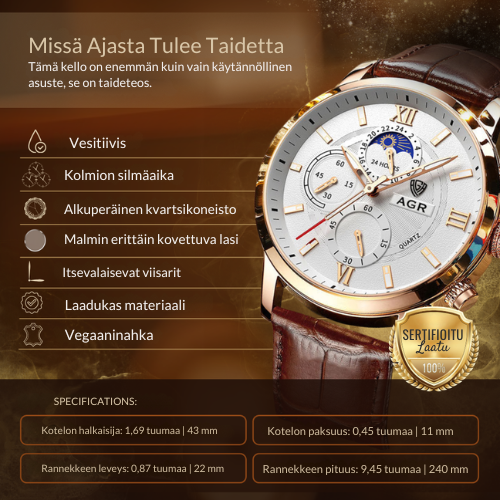 Luksusnahkainen kvartsikello