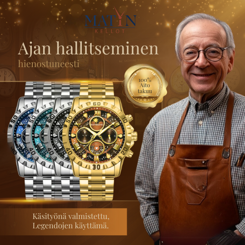 Luksusinen kronografi-kello metallirannekkeella